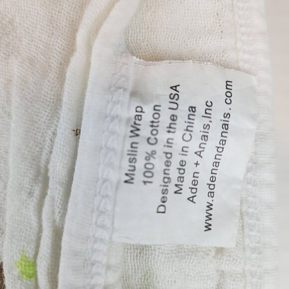 Aden + Anais cotton muslin wrap baby boy girl green brown stars Blanket - Picture 3 of 4